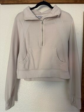 Danskin Crop Half-Zip Pullover Hoodie - Cream